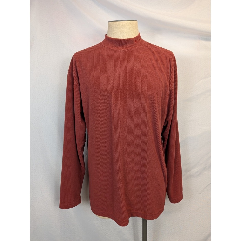 Columbia Men's Large Rust Red Mock Neck Pullover Fleece Ribbed Gorpcore Luxe